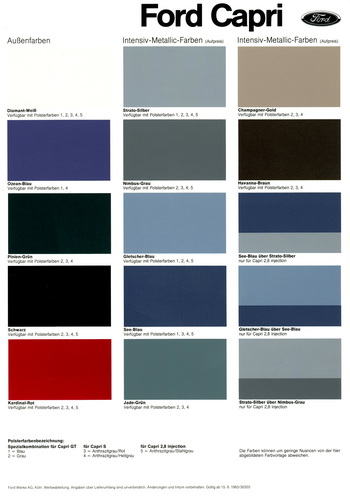 Farbkarte ab 15. August 1983
Colour chart from 15 August 1983